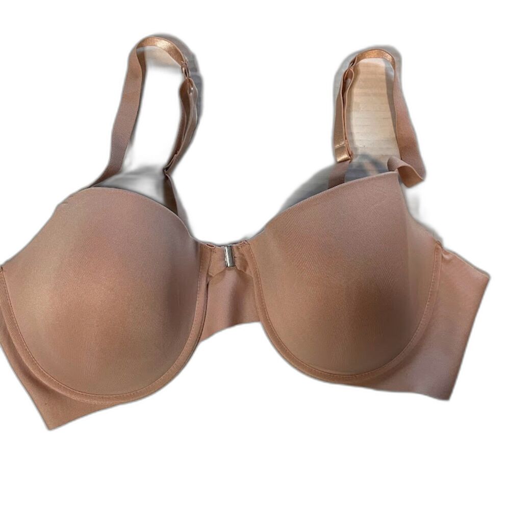 Pure Beauty by Rene Rafe Bra SZ 40C Beige Front Closure Plus Size Underwire